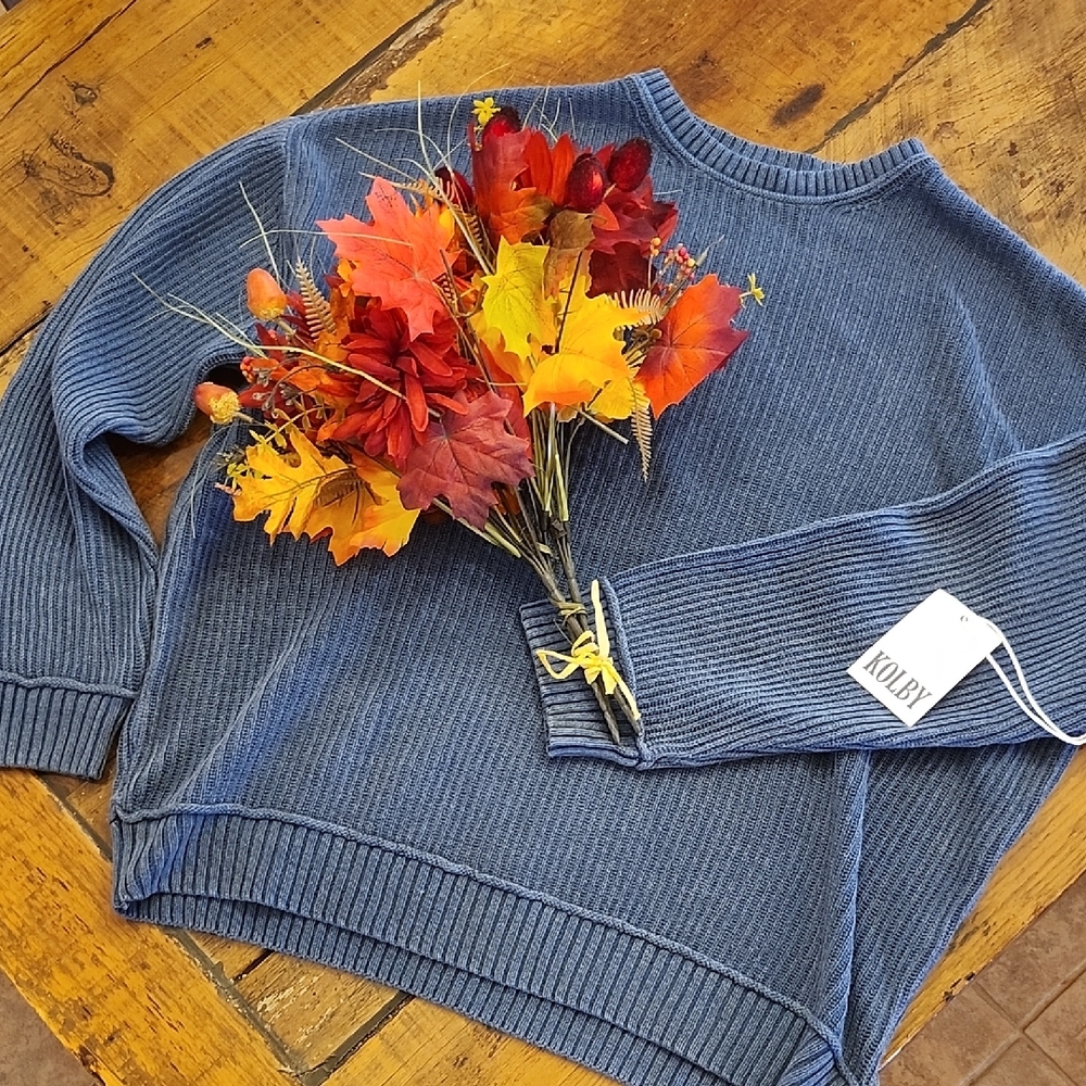 Blue Ribbed Men's Sweater